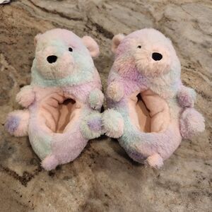 Pastel Bear Plush Slippers